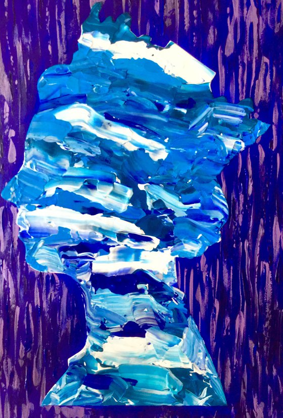 Queen #46on  deep blue  PAINTING INSPIRED BY QUEEN ELIZABETH PORTRAIT