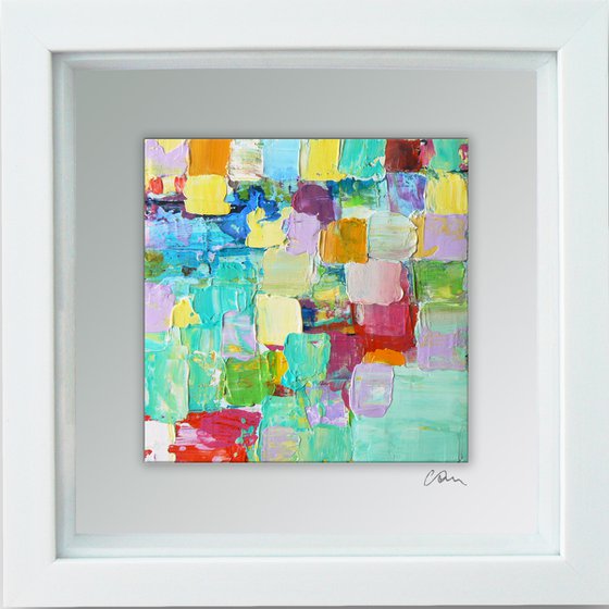 Framed ready to hang original abstract  - Chasing rainbows #4