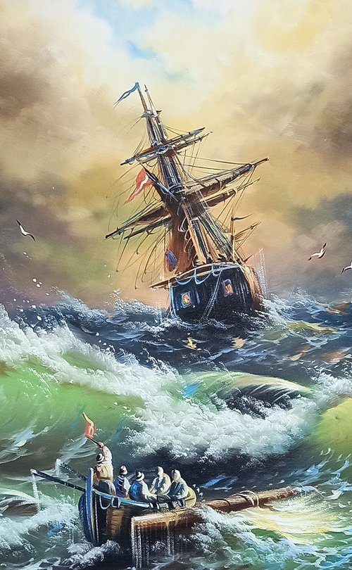 Restless sea -2 (60x90cm, oil painting) by Mexak Xazaryan