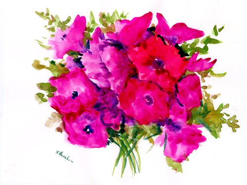 Petunia, Bright Pink Flowers by Suren Nersisyan