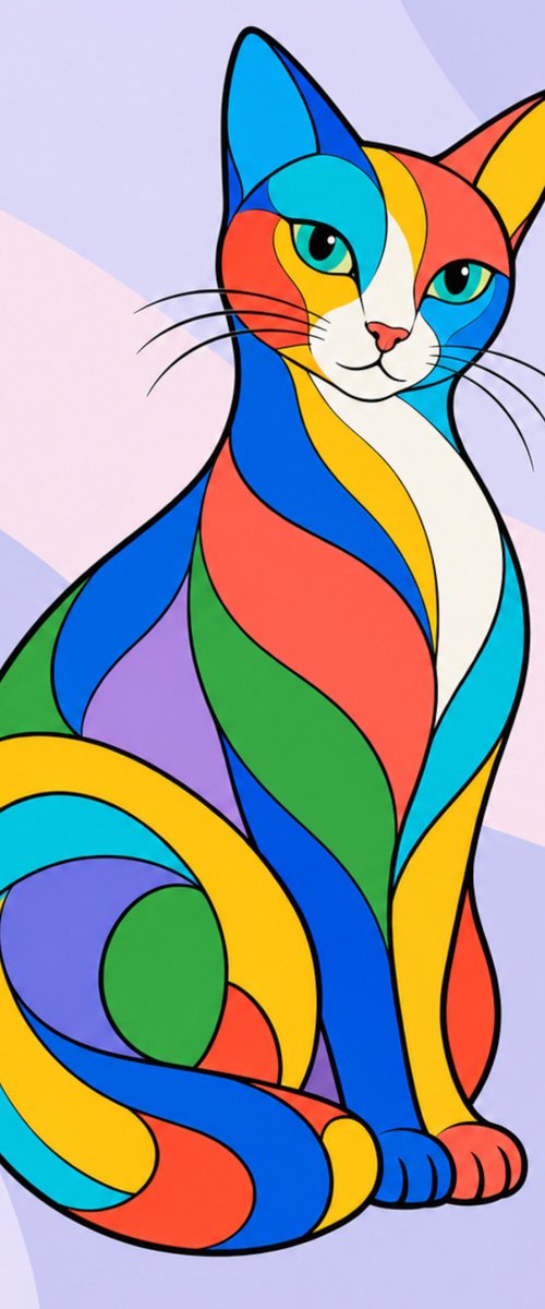 Colorful Cat #05 by Marina Krylova