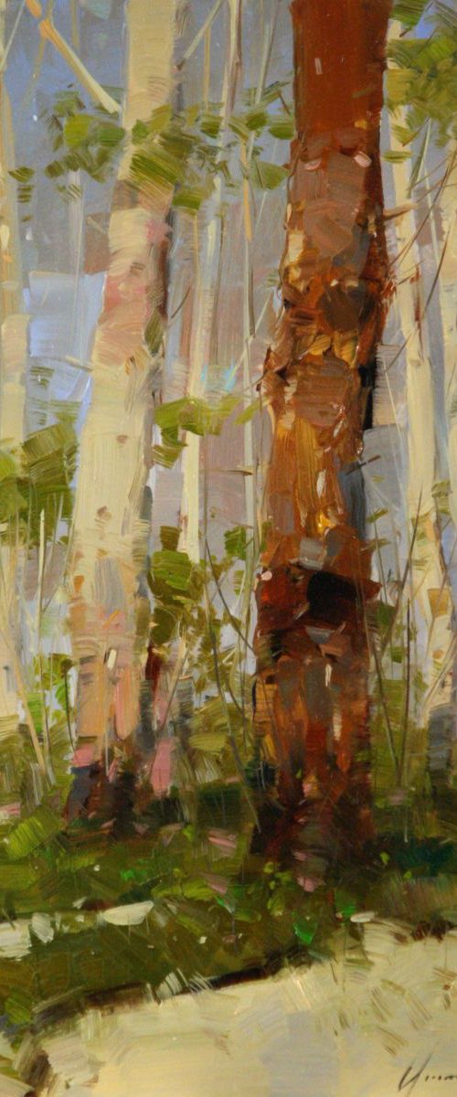 Birches Trees Oil painting Signed One of a Kind by Vahe Yeremyan