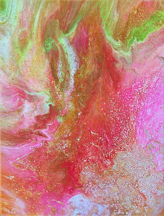 "Bubbling Up" - FREE USA SHIPPING - Original Abstract PMS Fluid Acrylic Painting - 18 x 24 inches