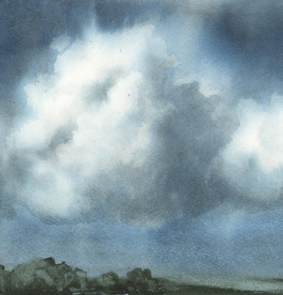 Watercolour Cloud Painting Original by UK Artist Watercolour by