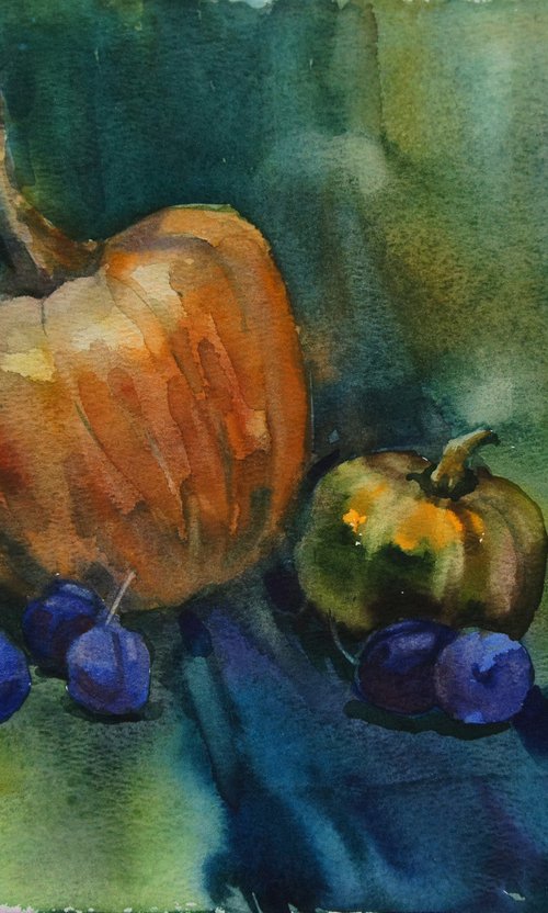 Pumpkin and plum by Elena Sanina