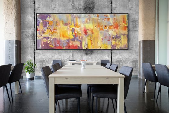 Super huge abstract painting - "Bright reflection" - Abstraction - Huge Abstraction - 350x130 cm