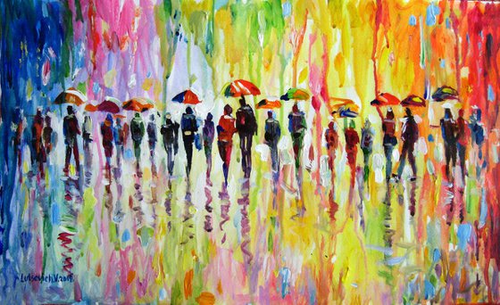 Autumn rain in the city