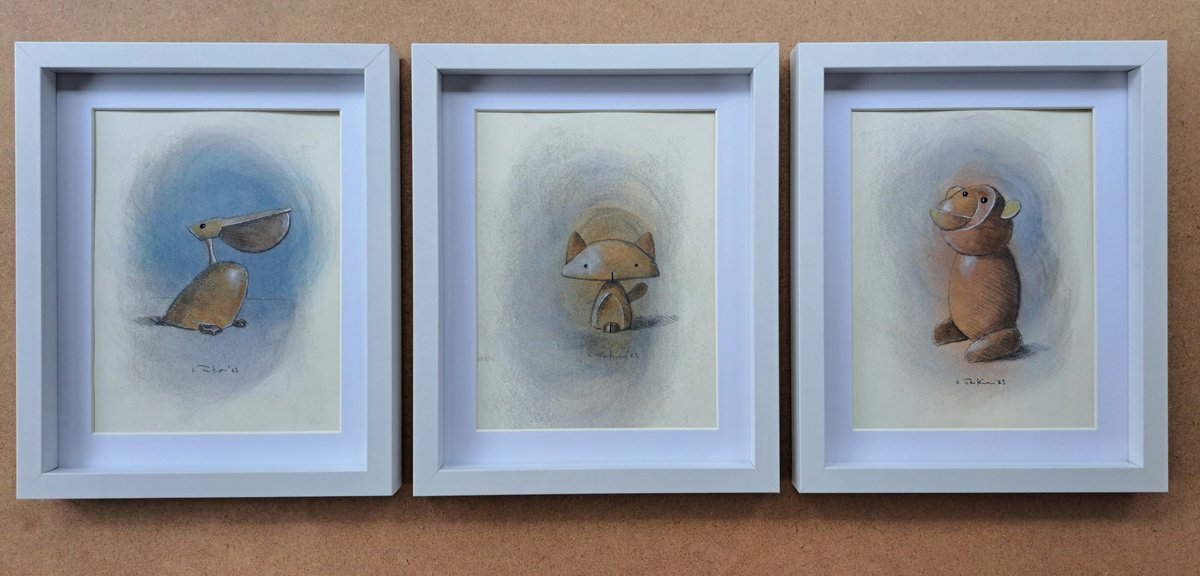 Animal Drawing By Lee Jenkinson, 9 X 11", Toy Animals 2, Original Artwork