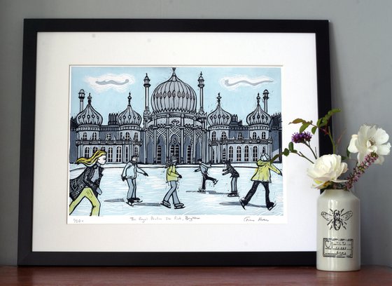 The Royal Pavilion Ice Rink, Brighton. Large Limited Edition linocut No.7