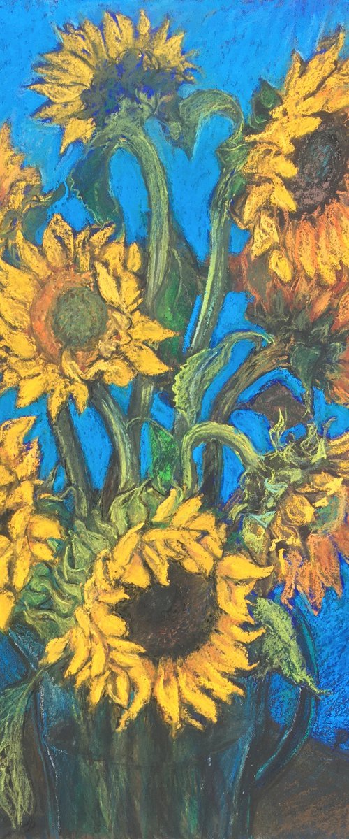 Sunflowers with Turquoise by Patricia Clements