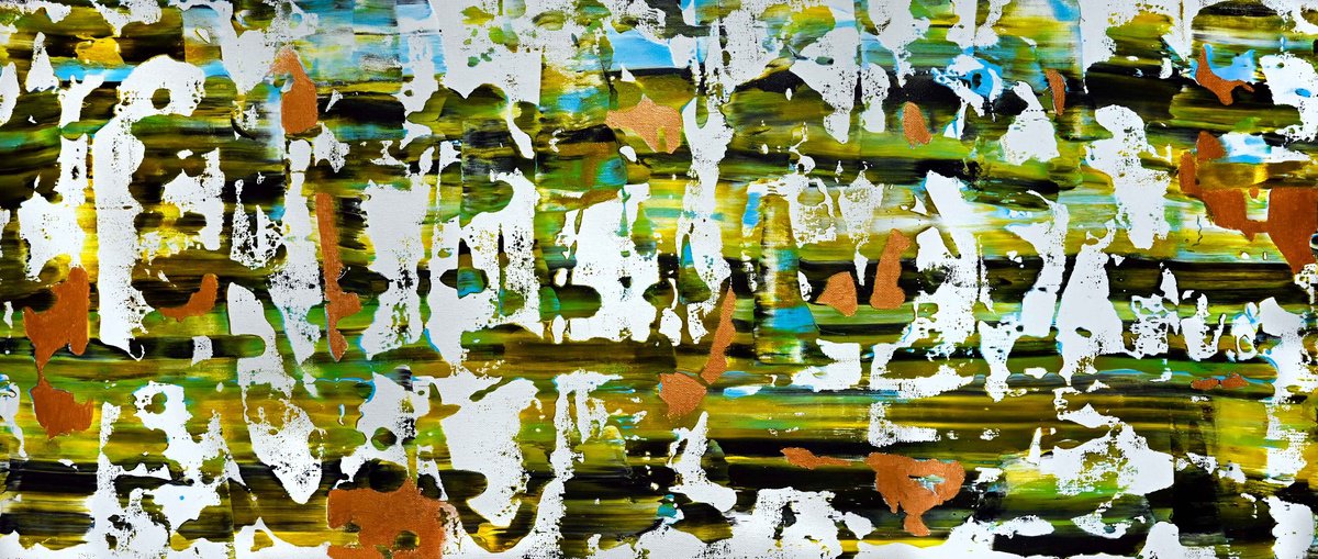 Abstract Acrylic Painting By Sumit Mehndiratta, 38 X 15", Composition No. 414, Original Artwork