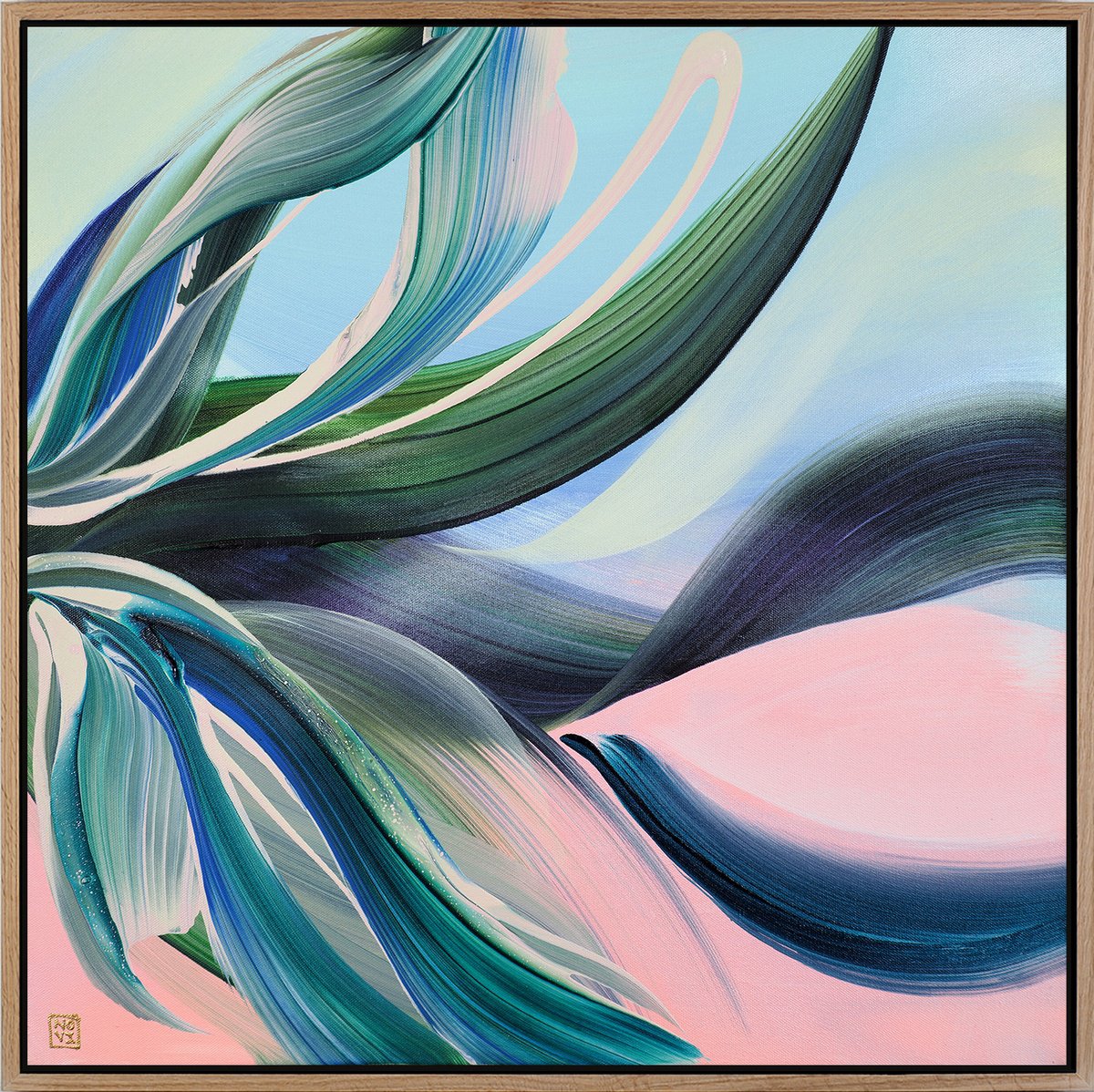 Abstract Acrylic Painting By Novi Lim, 25 X 25", Oasis, Original Artwork