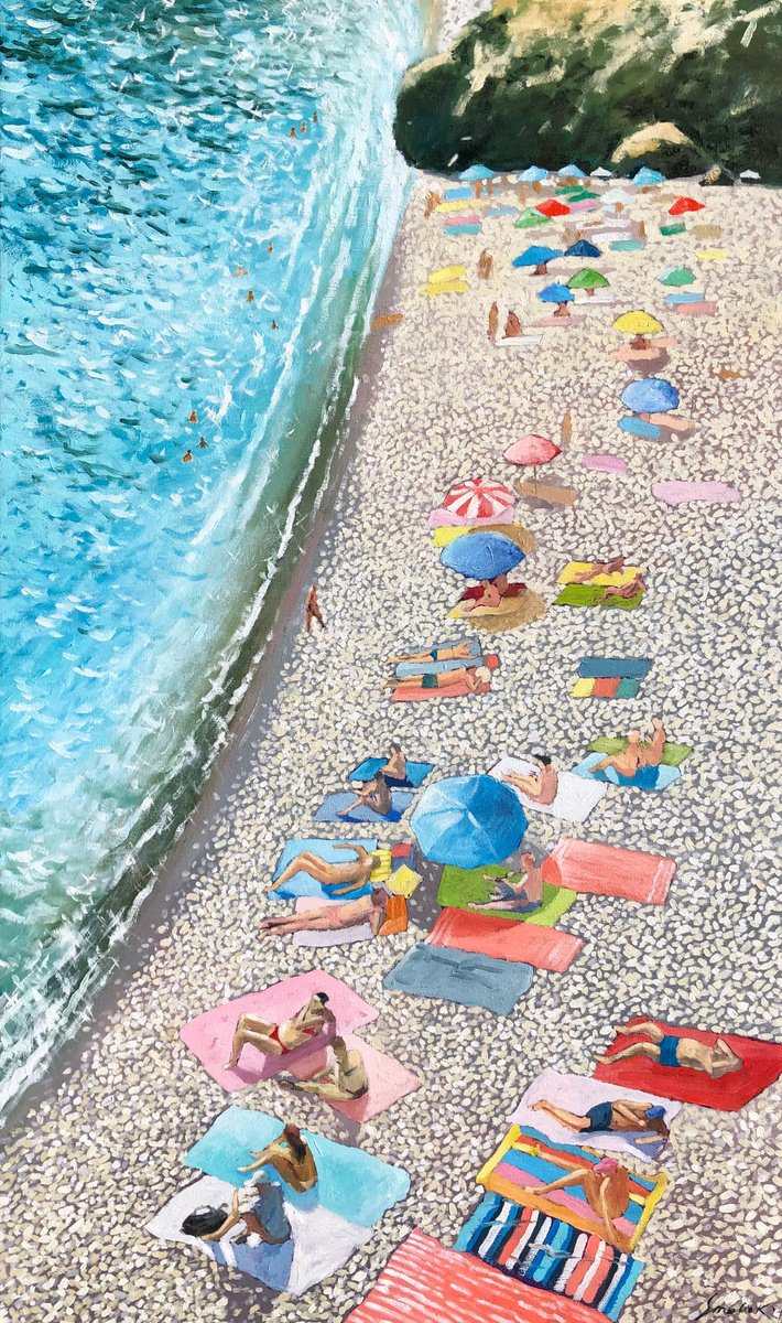 Impressionistic Portrait Oil Painting By Volodymyr Smoliak, 24 X 39", Summer Time 100-60Cm, Original Artwork