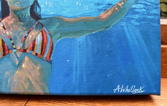 Underneath V - Miniature swimming painting