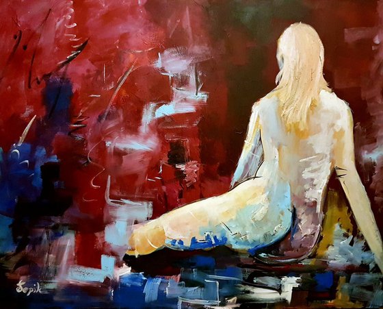N37 Naked female acrylic on canvas 100x80cm