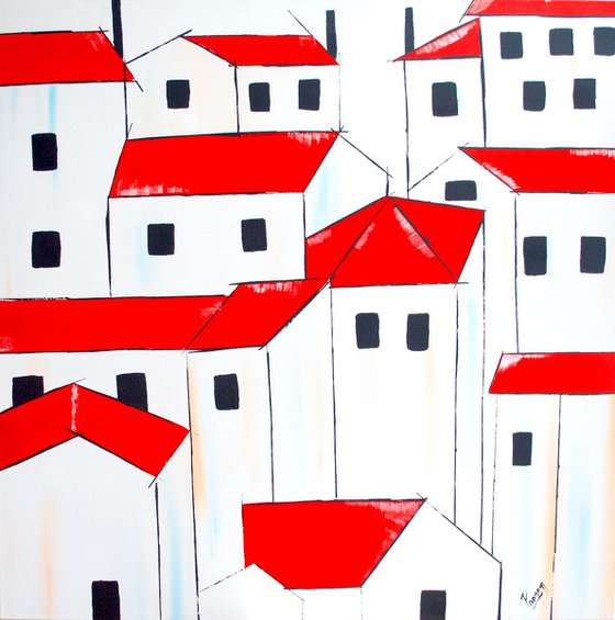 Acrylic - Red roofs
