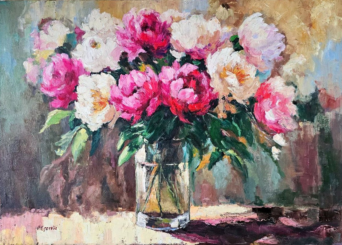 Whisper Of Peonies By Olga Egorov, 28 X 20, Artwork For Sale On Artfinder