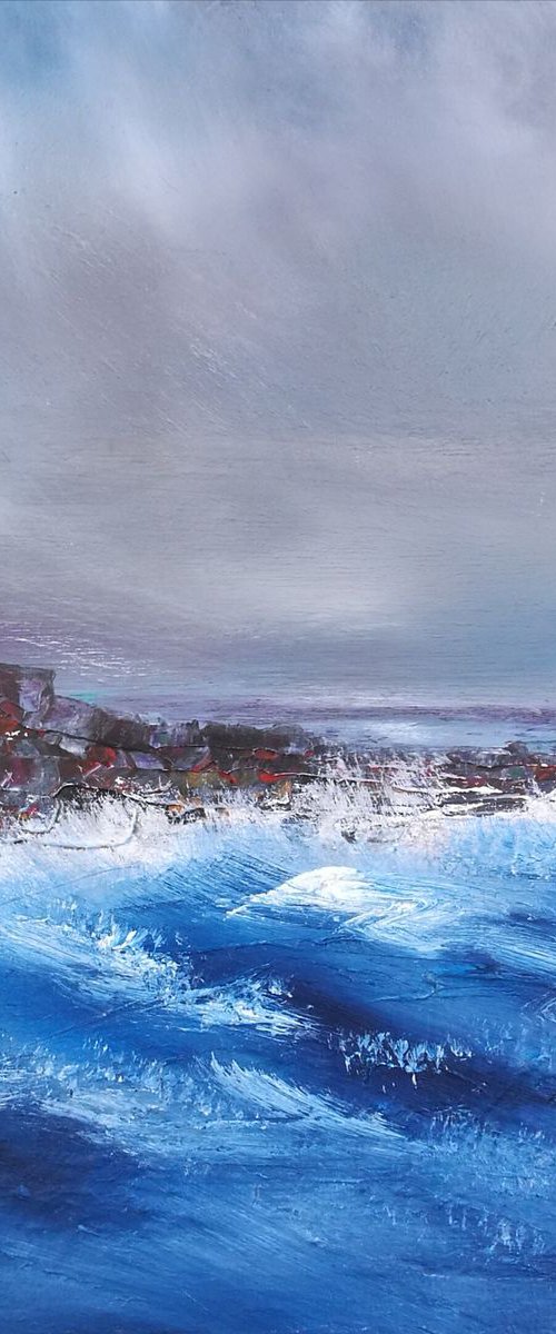 Gwithian Rocks, Cornwall - Great gift for Beach Lovers; Modern Art Office Decor Home Seascape by Mel Graham