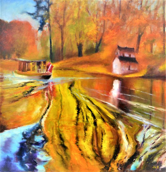 Golden time. Large abstract Oil Painting