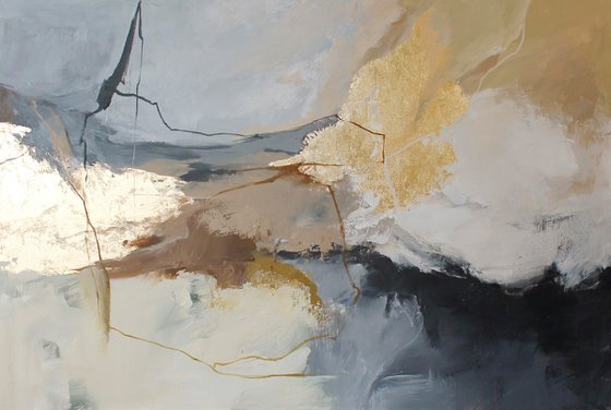 "Desert" Gray beige brown abstract art