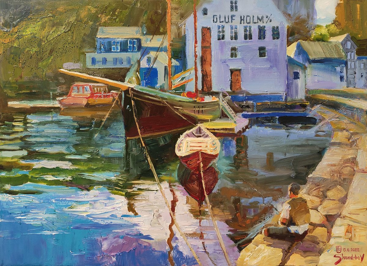 Bay in i?lesund 2022 65x90 oil on canvas by Vladimyr Shandyba