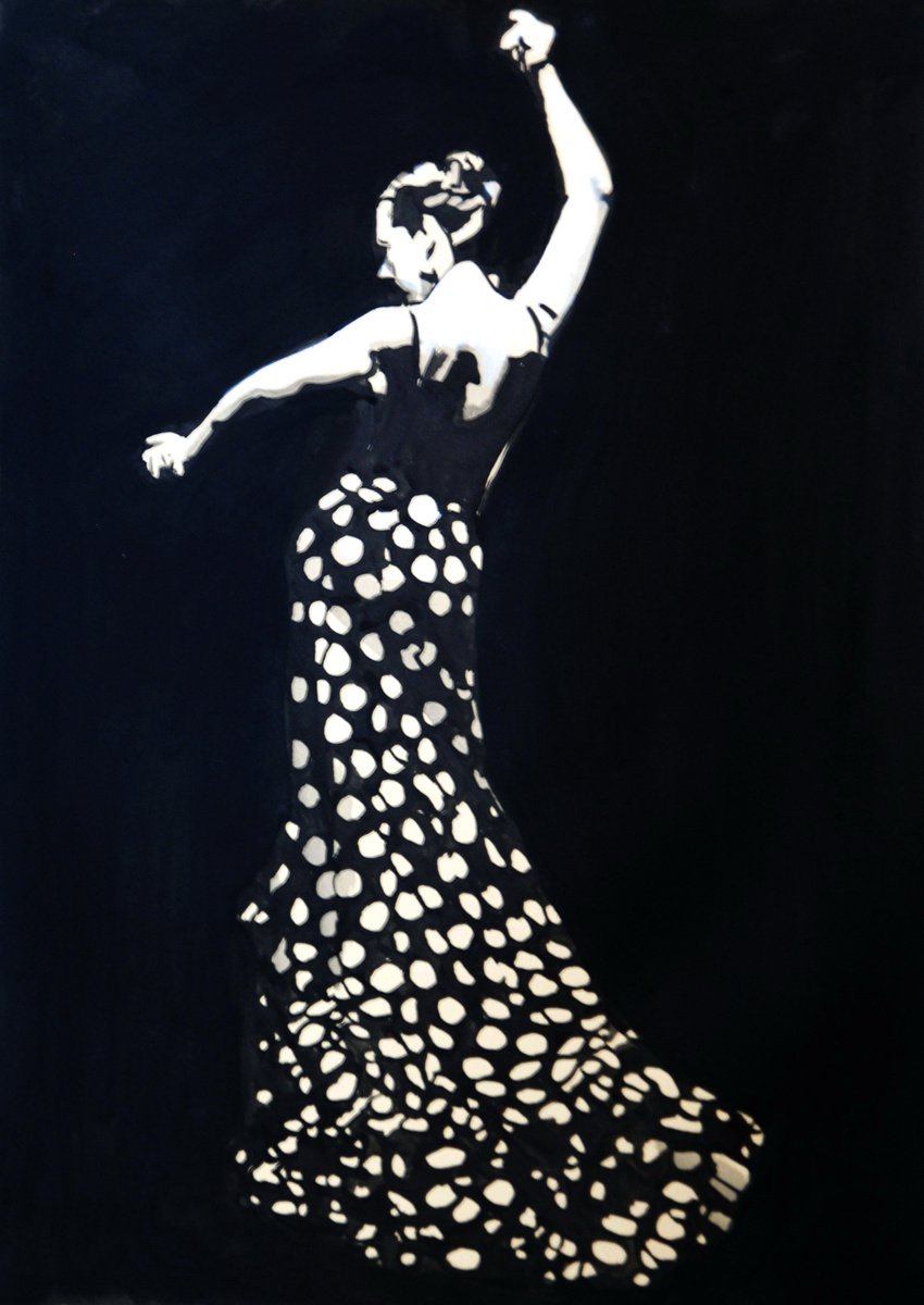 Flamenco dancer / 50.5 x 36 cm by Alexandra Djokic