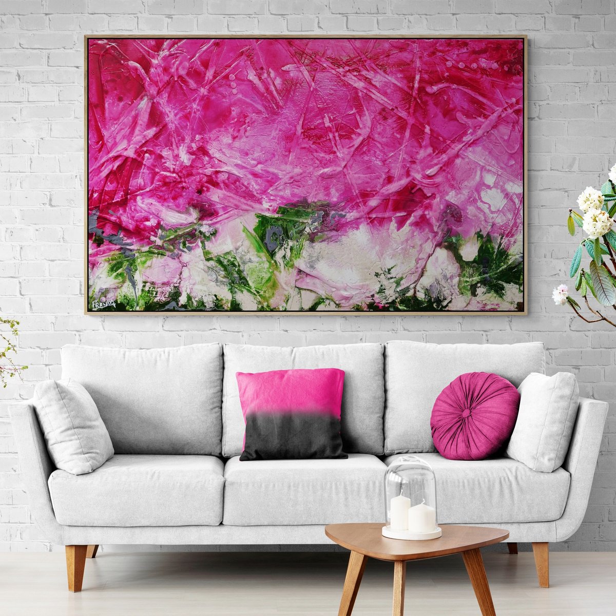 Pretty in Pink 160cm x 100cm Textured Abstract Art by Franko