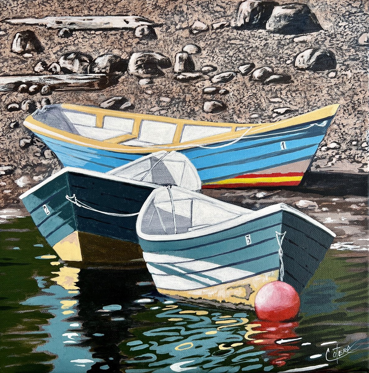 Photorealistic Landscape Acrylic Painting By Carlos Alvarez Cotera, 12 X 12, - 1,2,3 - ?, Original Artwork