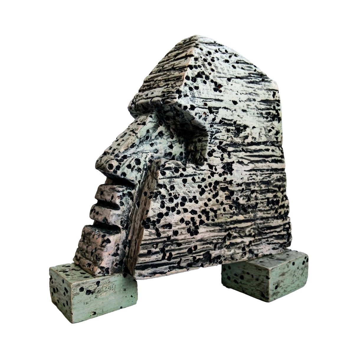 Expressive Portrait Clay Sculpture By Rossitza Trendafilova, 7 X 7", "Sphinx", Original Artwork