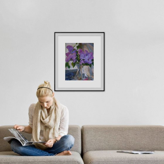 Lilacs in a crystal vase