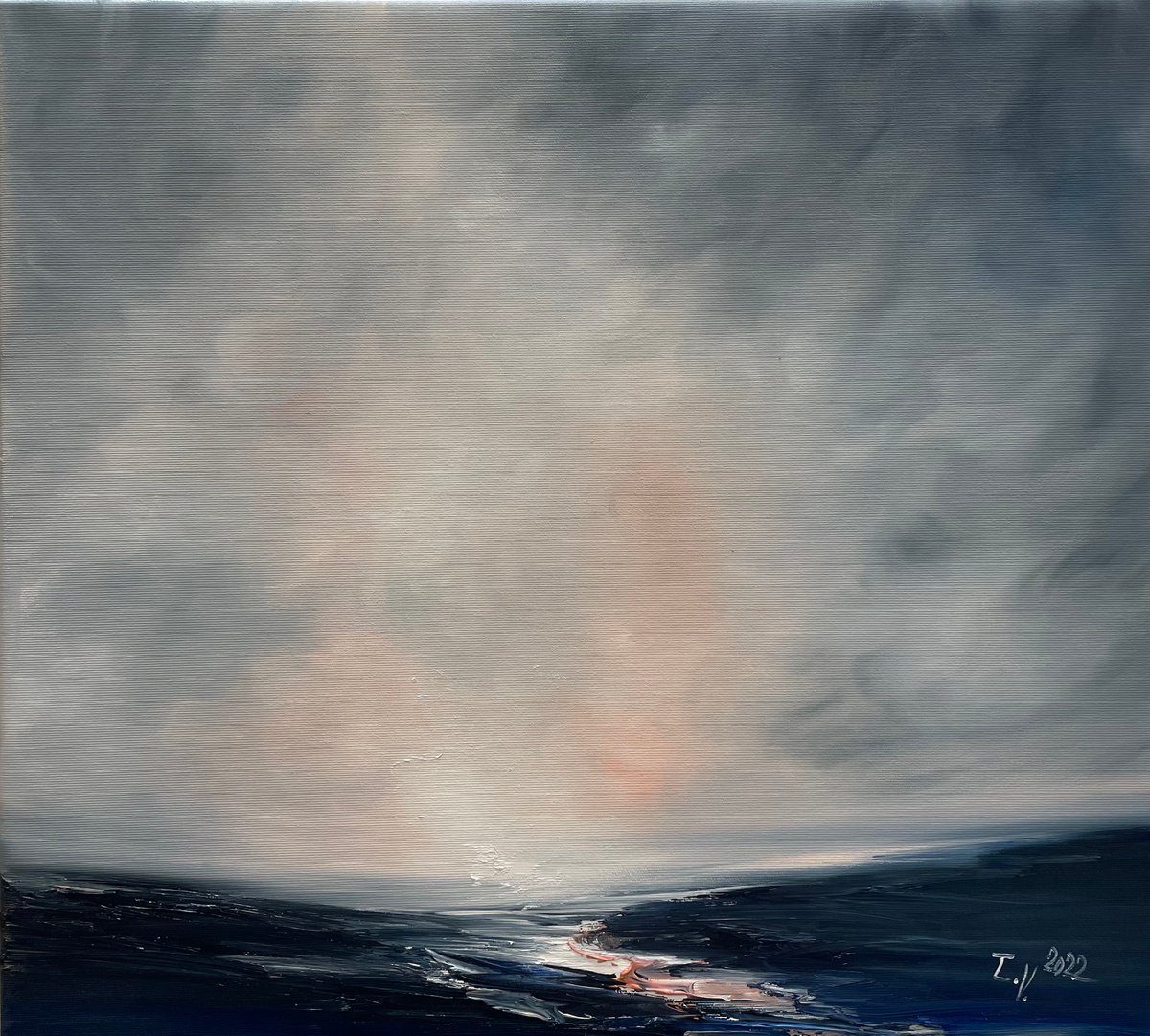 Impressionistic Landscape Oil Painting By Timea Valsami, 22 X 20", Beyond The Unknown, Original Artwork