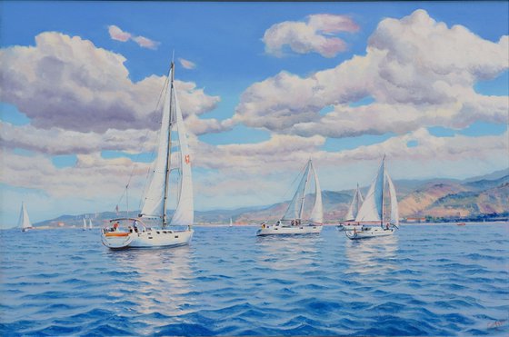 Seascape with Sailboats 30