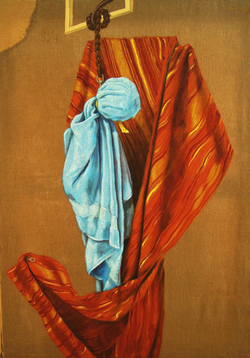 Surrealistic Still Life Oil Painting By Antonio Mele, 37 X 51, Ai Confini Della Ragione., Original Artwork