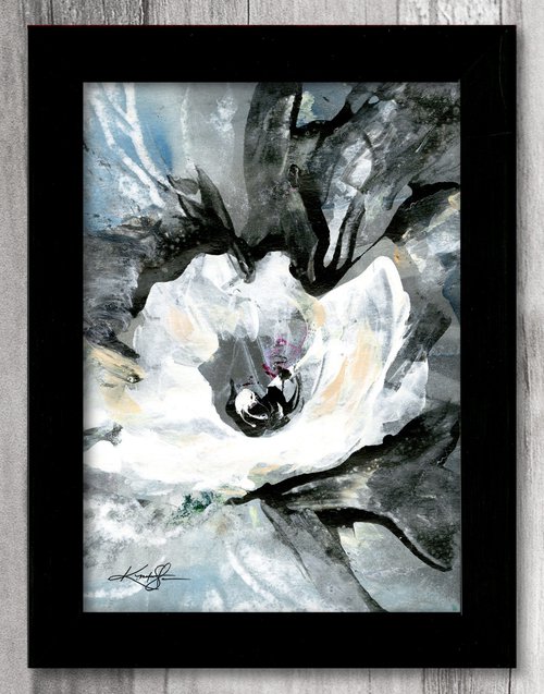 Midnight Blooms 7 - Framed Floral Painting by Kathy Morton Stanion by Kathy Morton Stanion