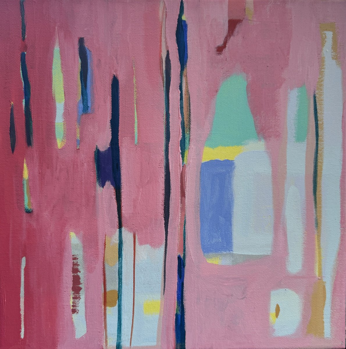 Organic Abstract Acrylic Painting By Hanna Bell, 12 X 12, Small Expansiveness 3, Original Artwork