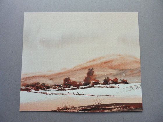 SNOWSCAPE 2, Clent Hills. Original watercolour landscape painting.