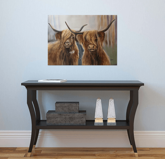 Loving bulls. Romantic art