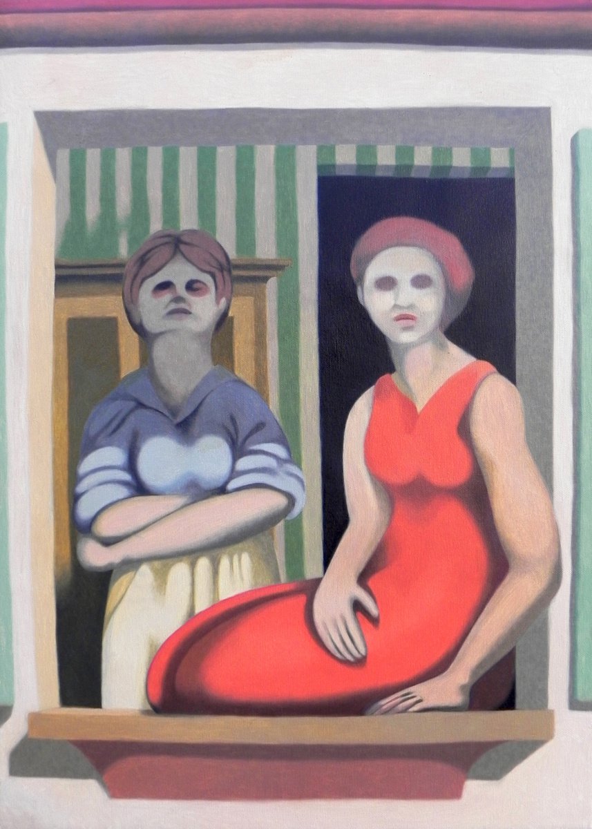 Two women at the balcony by Federico Cortese