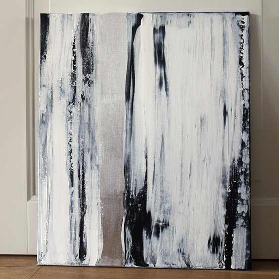 Black white and foil painting