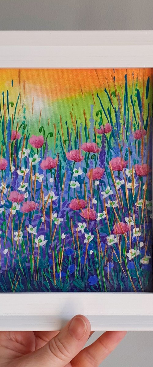 Framed Garden with Oriental Poppies by Lisa Mann