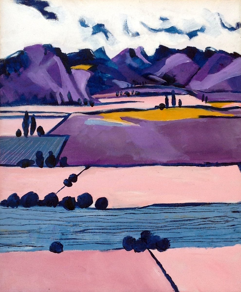 Impressionistic Landscape Painting By Chris Walker, 17 X 20, Paysage Pi?le, Original Artwork