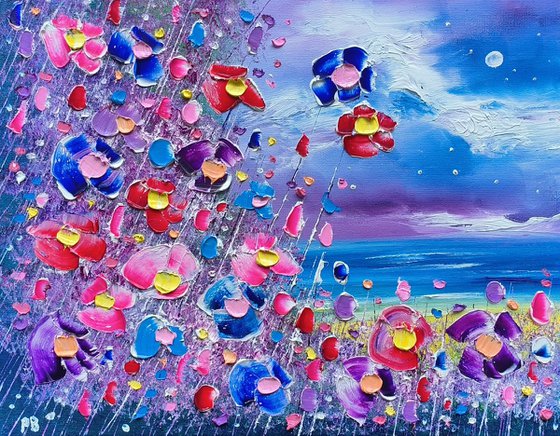 "Violet Beach & Flowers in Love"