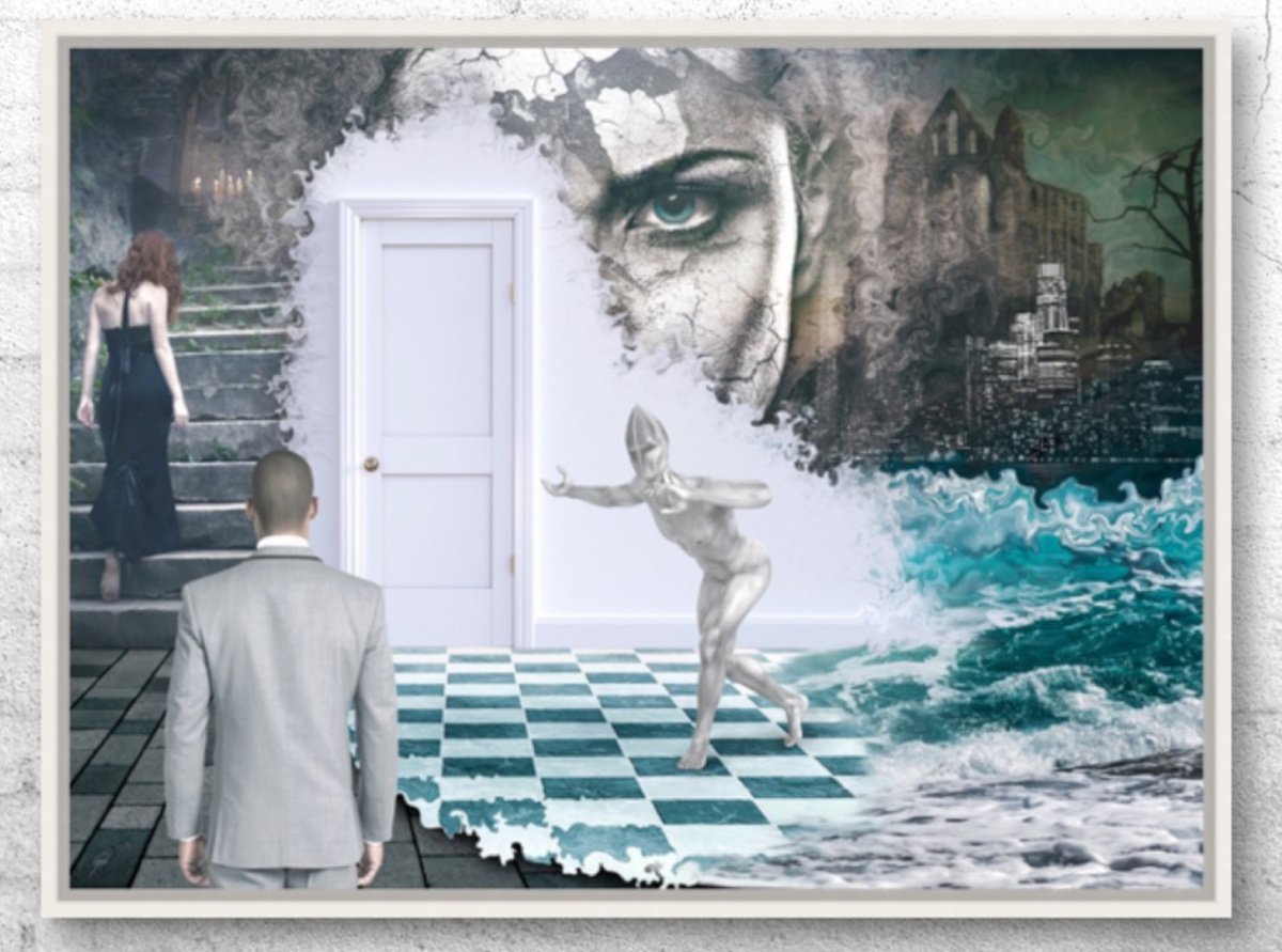 OPEN THE DOOR | Digital Painting printed on Alu-Dibond with White wood frame | Unique Artw... by Simone Morana Cyla