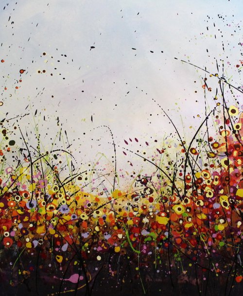 Best Wishes  - Super sized original floral landscape by Cecilia Frigati