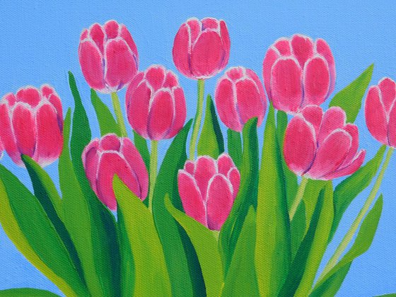 Still life with Pink Tulips