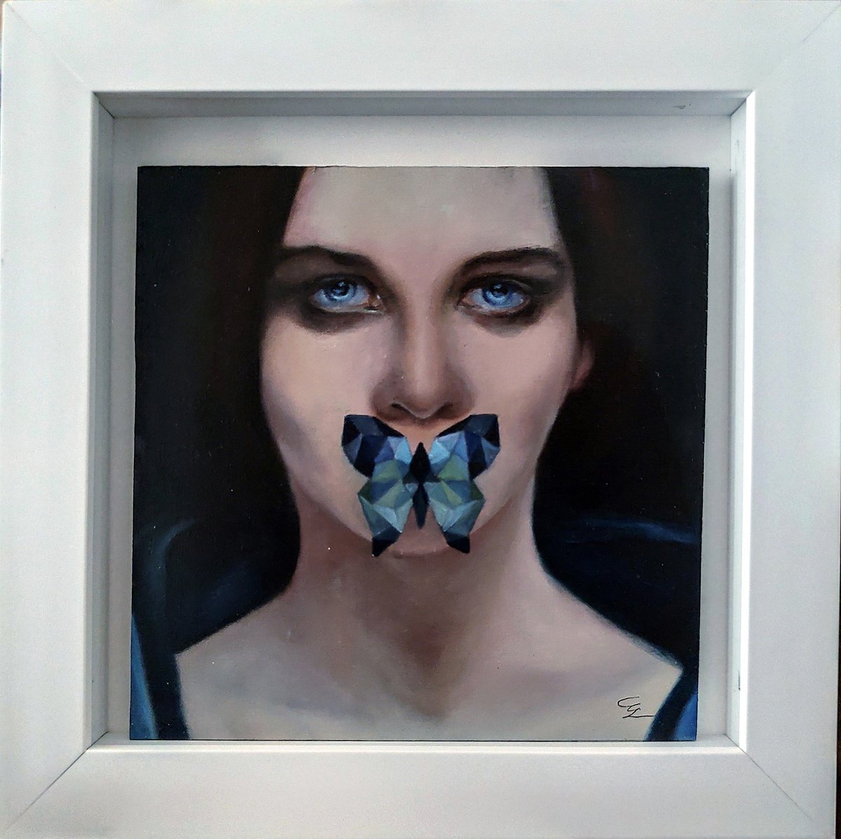 Photorealistic Portrait Oil Painting By Veronica Ciccarese, 11 X 11", Hidden In Plain Sight, Original Artwork