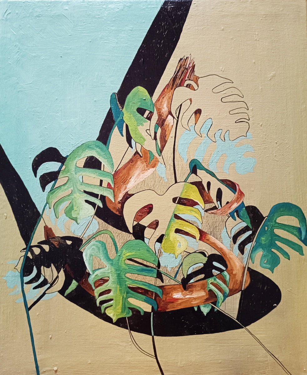 Organic Botanical Oil Painting By Isabellangela Germinario, 16 X 20, Not A Snake 15.0 / Uruboro/, Original Artwork