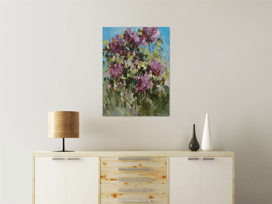 Blooming lilacs - Original oil painting