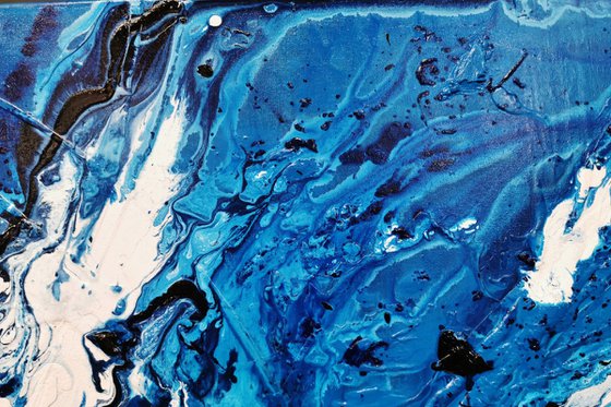 Molten Blue 240cm x 100cm Blue White Abstract Art