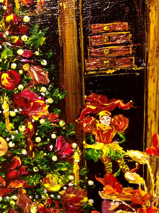 EVENING BY THE FIREPLACE - New Year. Christmas. Christmas Tree. Cozy house. Comfort. Happiness. Family. Fire. Christmas Toys.